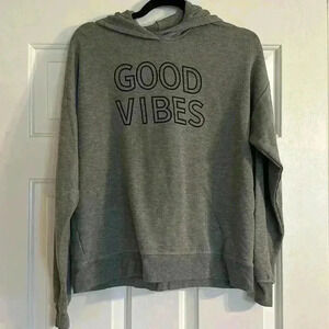 EUC Women’s Grey “Good Vibes” Hoodie, Marled Reunited Clothing, Size M